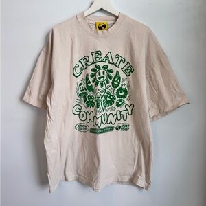 Just Okay Co. Create Community Cream Graphic T-Shirt Size XL